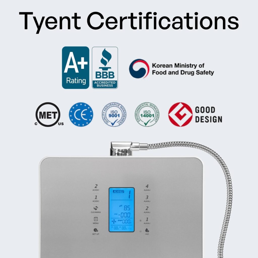 Tyent - Q-Series Water Ionizer - Dual Filtration System - Hydrogen Enhanced Water Purification - Adjustable pH Settings - Backlit Color Touch Panel Auto-Flow Stop Tyent - Q-Series Water Ionizer - Dual Filtration System - Hydrogen Enhanced Water Purification - Adjustable pH Settings - Backlit Color Touch Panel Auto-Flow Stop